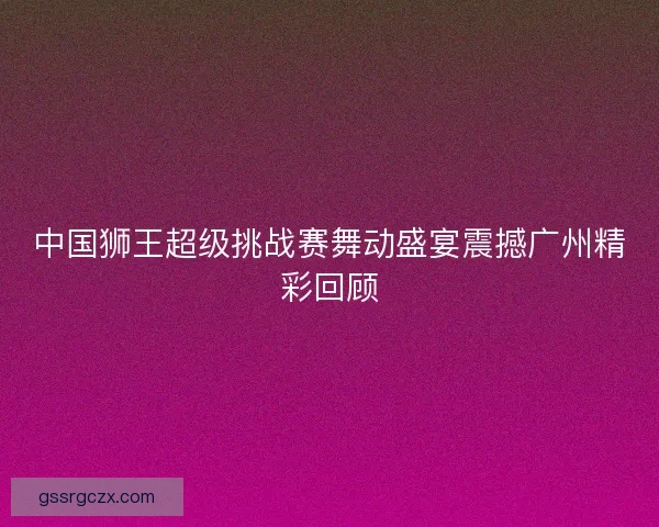 中国狮王超级挑战赛舞动盛宴震撼广州精彩回顾 中国狮王超级挑战赛舞动盛宴震撼广州精彩回顾