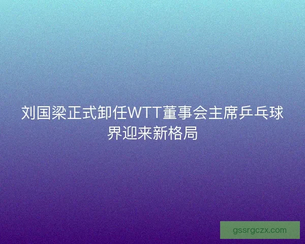 刘国梁正式卸任WTT董事会主席乒乓球界迎来新格局