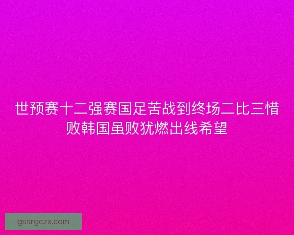 世预赛十二强赛国足苦战到终场二比三惜败韩国虽败犹燃出线希望 世预赛十二强赛国足苦战到终场二比三惜败韩国虽败犹燃出线希望